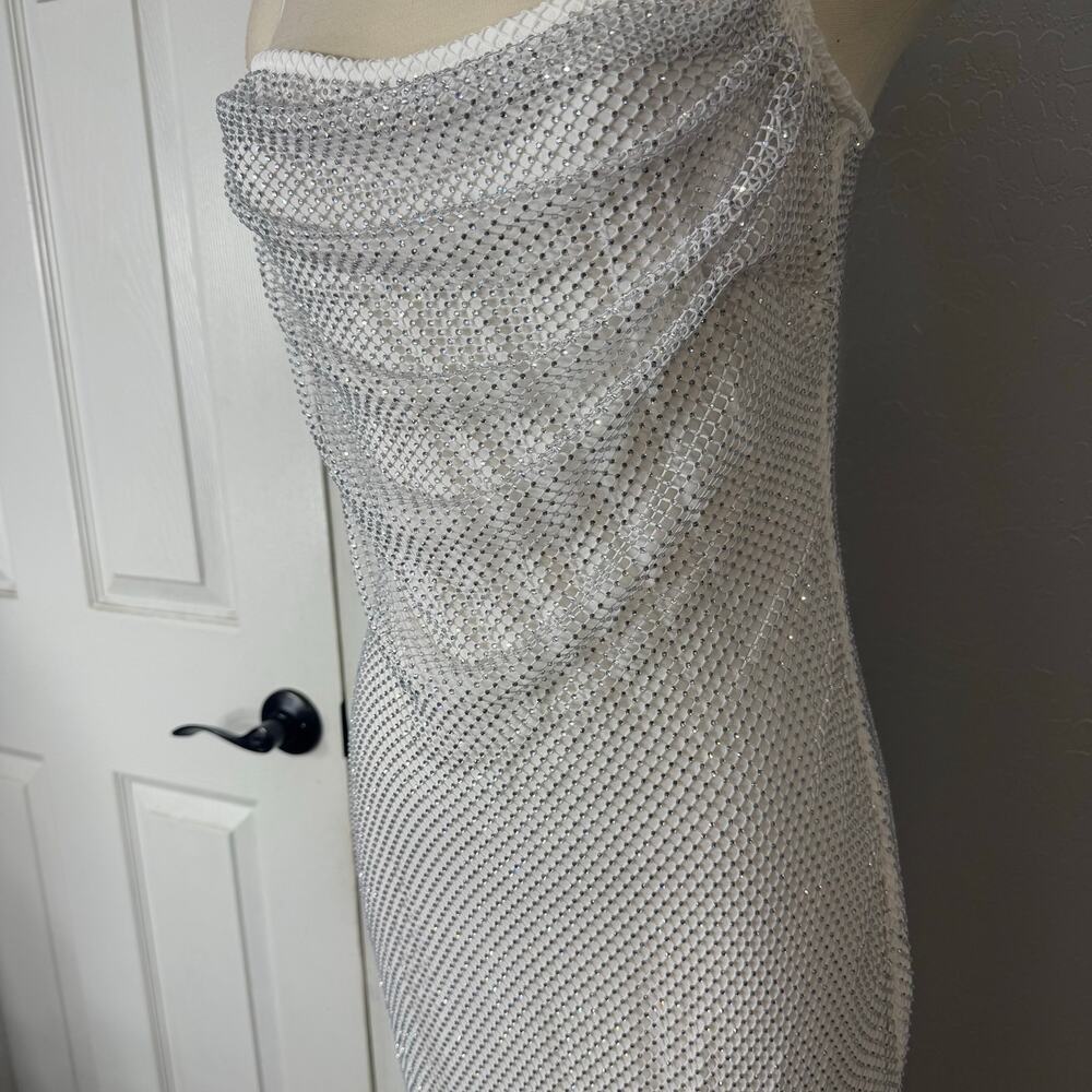 12th Tribe Ezmerelda White Rhinestone Fringe Dress, L - Picture 3 of 6
